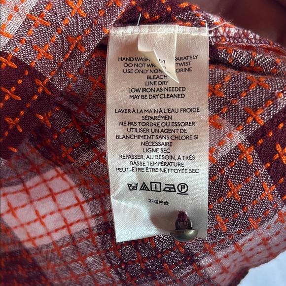 Anthropologie Burgundy and Cream Plaid Blouse - Picture 6 of 8